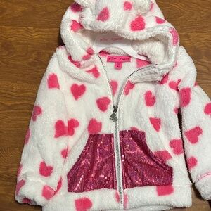 Betsey Johnson White and Pink Heart Hoodie